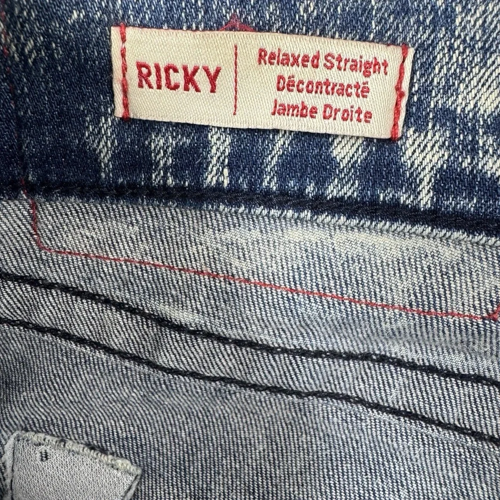True Religion Blue Acid Wash Men's Ricky Relaxed Straight Denim Short Size 36